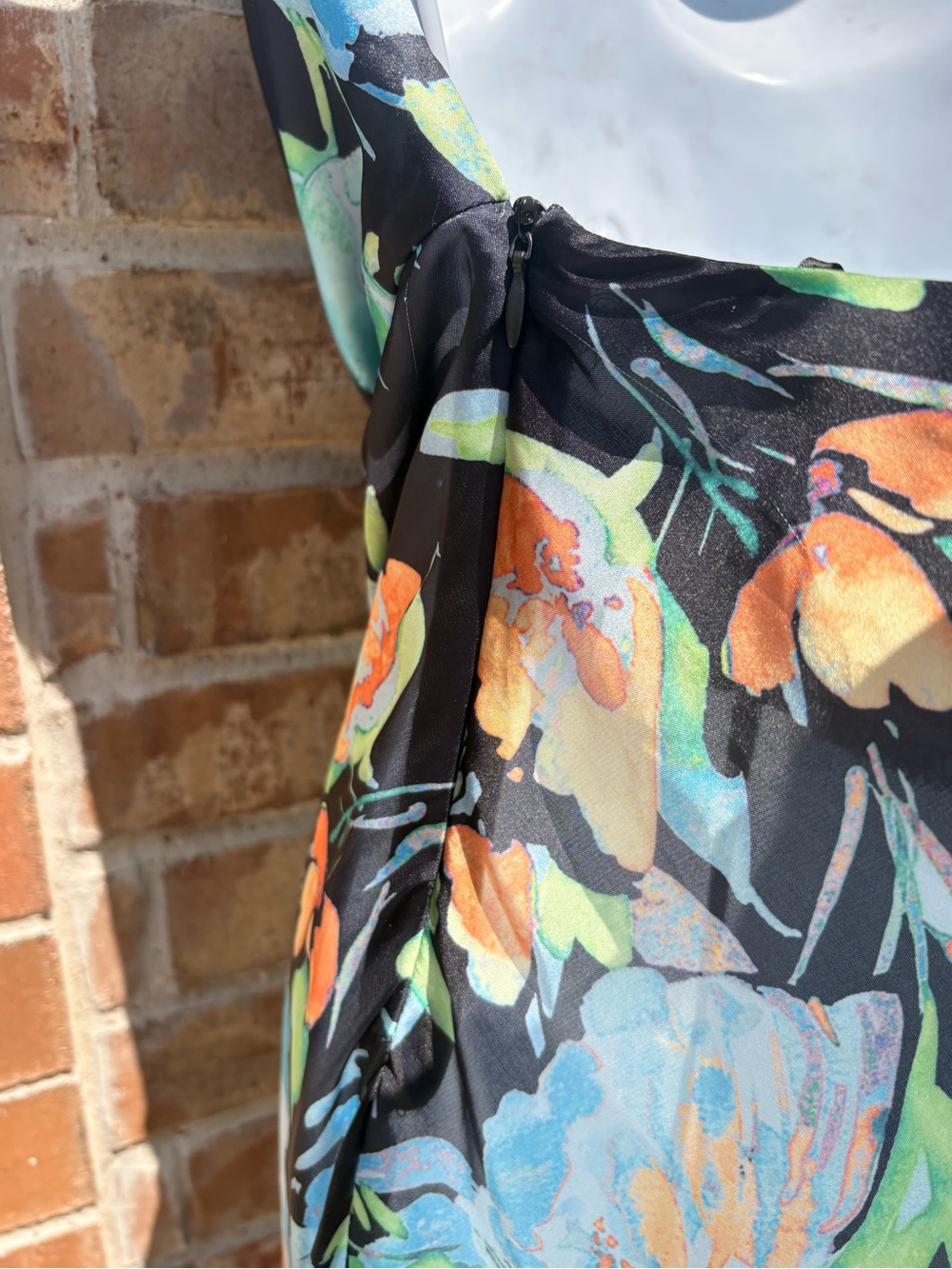 Lulus Nuliana Black Multi Floral Satin Backless Midi Dress size XL - Picture 10 of 13